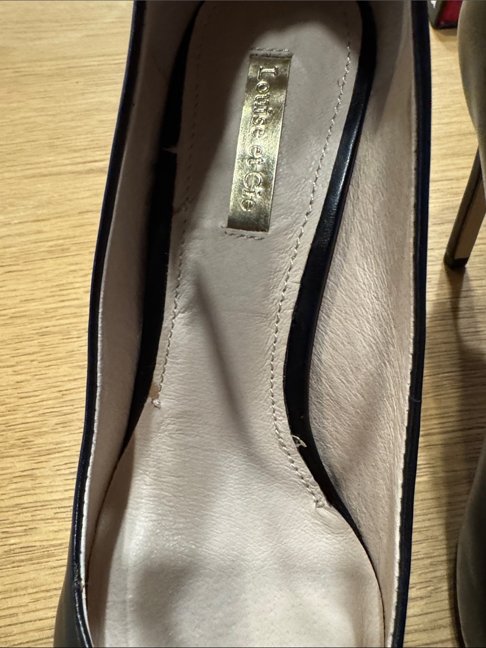 Louise et Cie Black Pointed-Toe Ankle-Strap Pumps with Gold Buckle - Picture 9 of 16